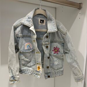 Petite Hailey PHPlay Toddler Denim Jacket with Rainbow, Mermaid +Flower Patches